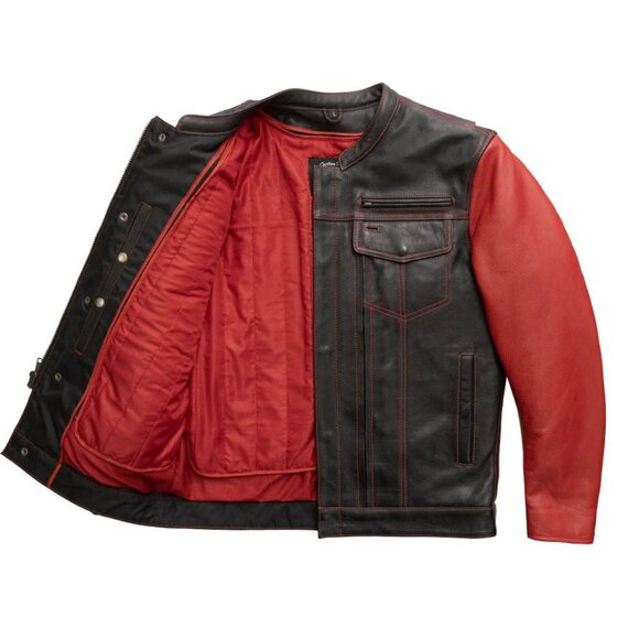 Vincent Men's Cafe Style Leather Jacket - Picture 3 of 5